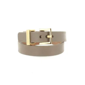 Bracelet double tour beige cuir boucle métal - Maison Boinet