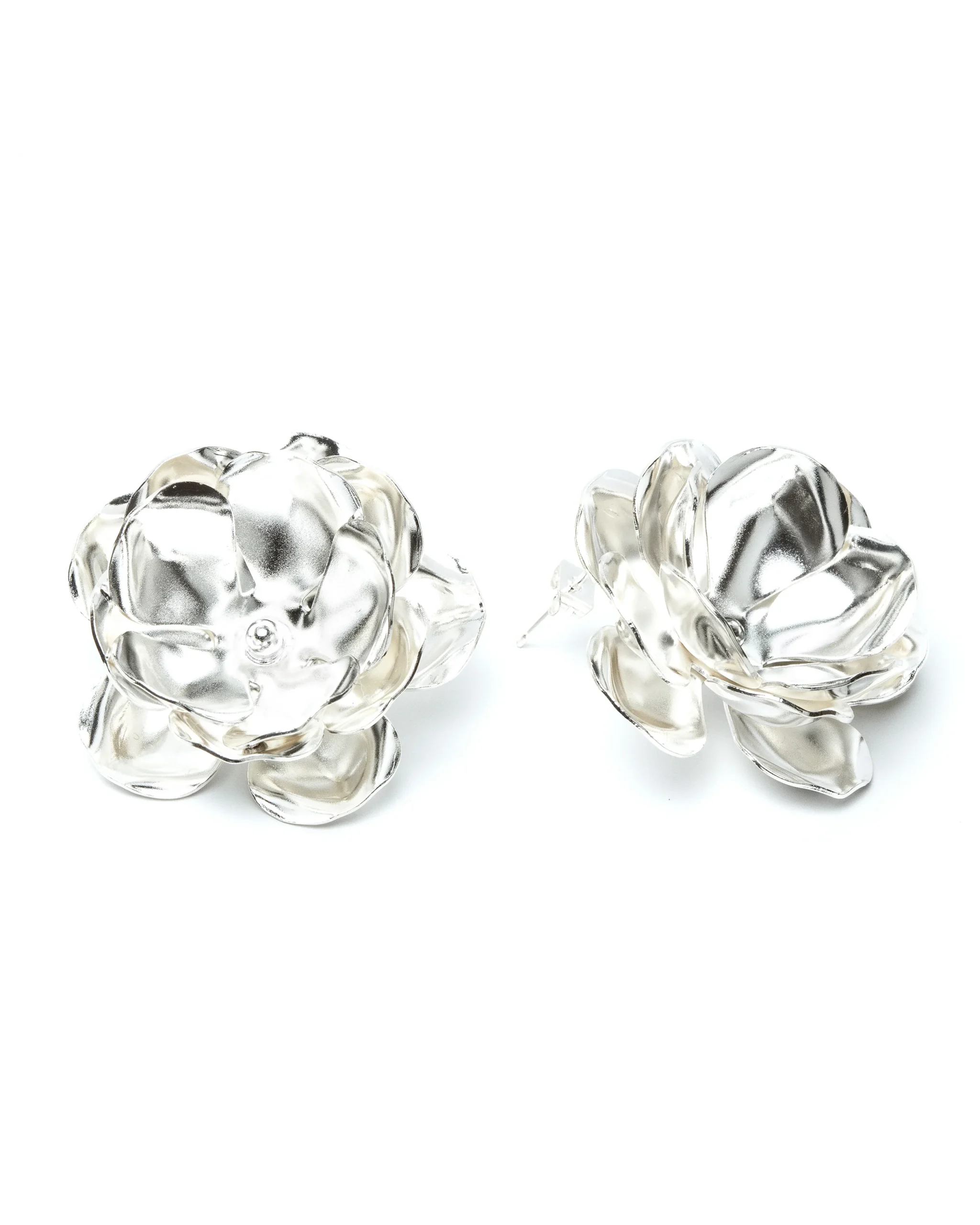Maxi Boucles d'Oreilles Puces Aglaé Argent Fleurs