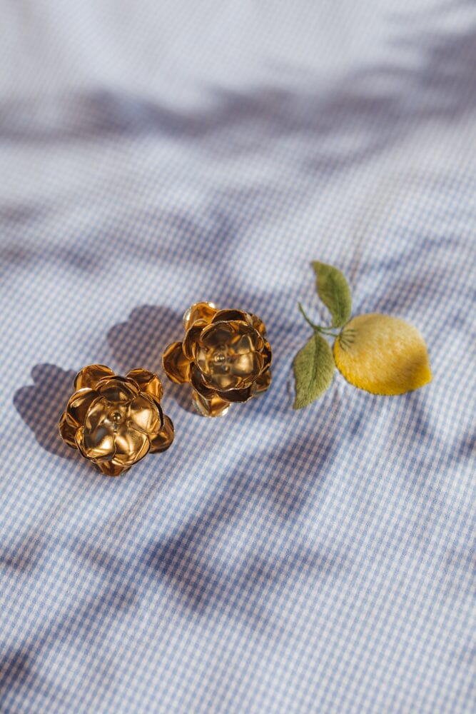 Maxi Boucles d'Oreilles Puces Aglaé Or Fleurs – Image 2