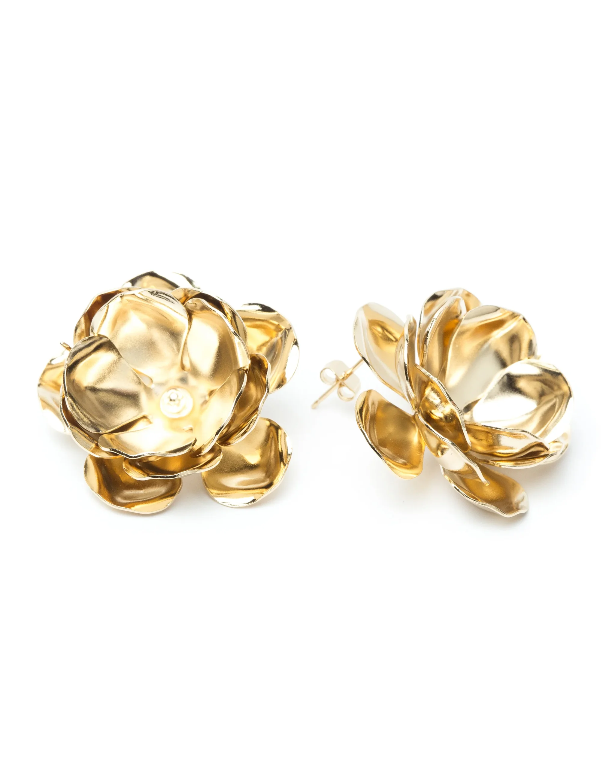 Maxi Boucles d'Oreilles Puces Aglaé Or Fleurs