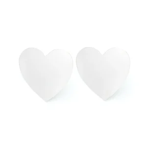Maxi Boucles d'Oreilles Puces Aphrodite Argent Coeur