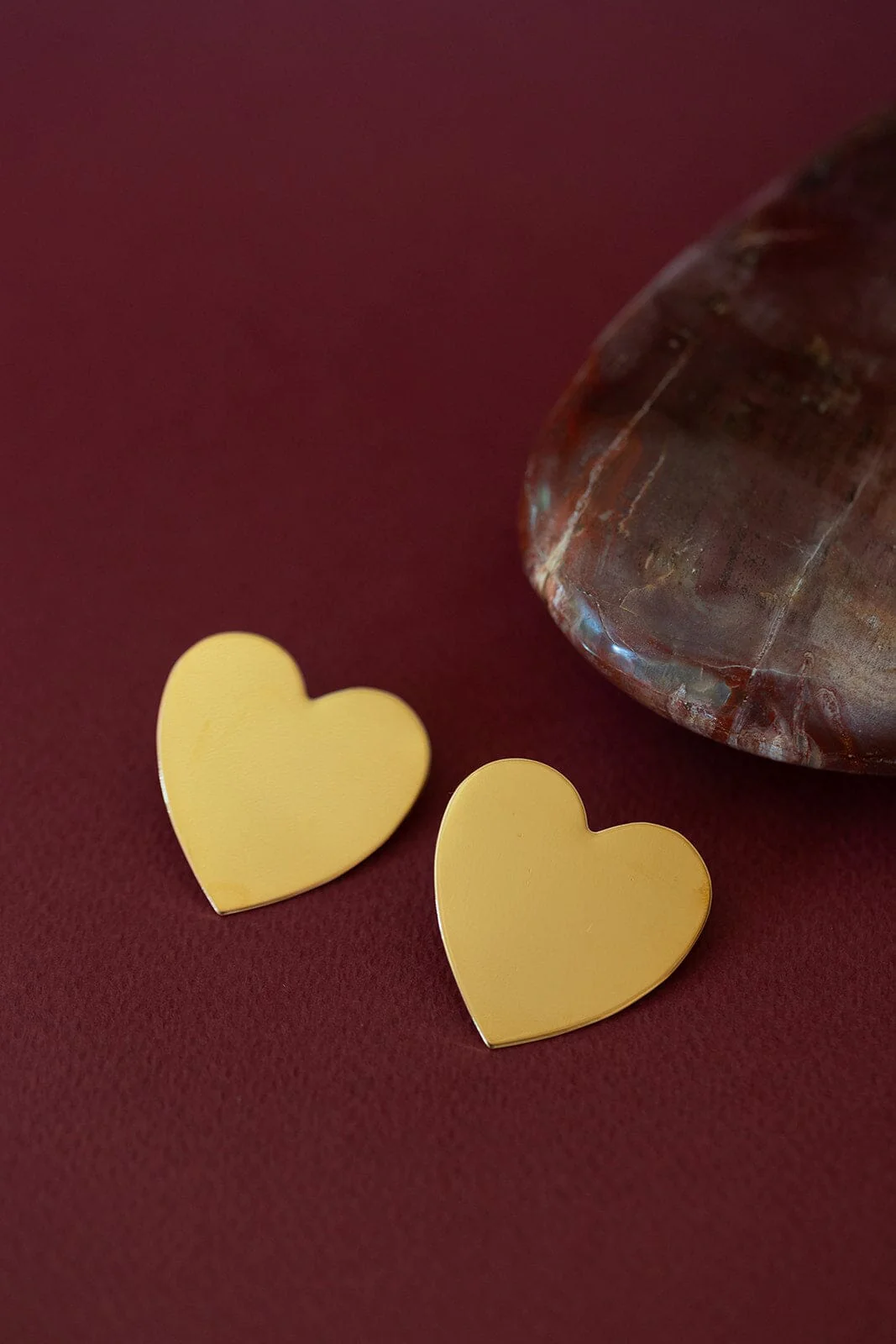 Maxi Boucles d'Oreilles Puces Aphrodite Or Coeur – Image 3