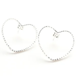 Maxi Boucles d'Oreilles Puces Aura Argent Coeur