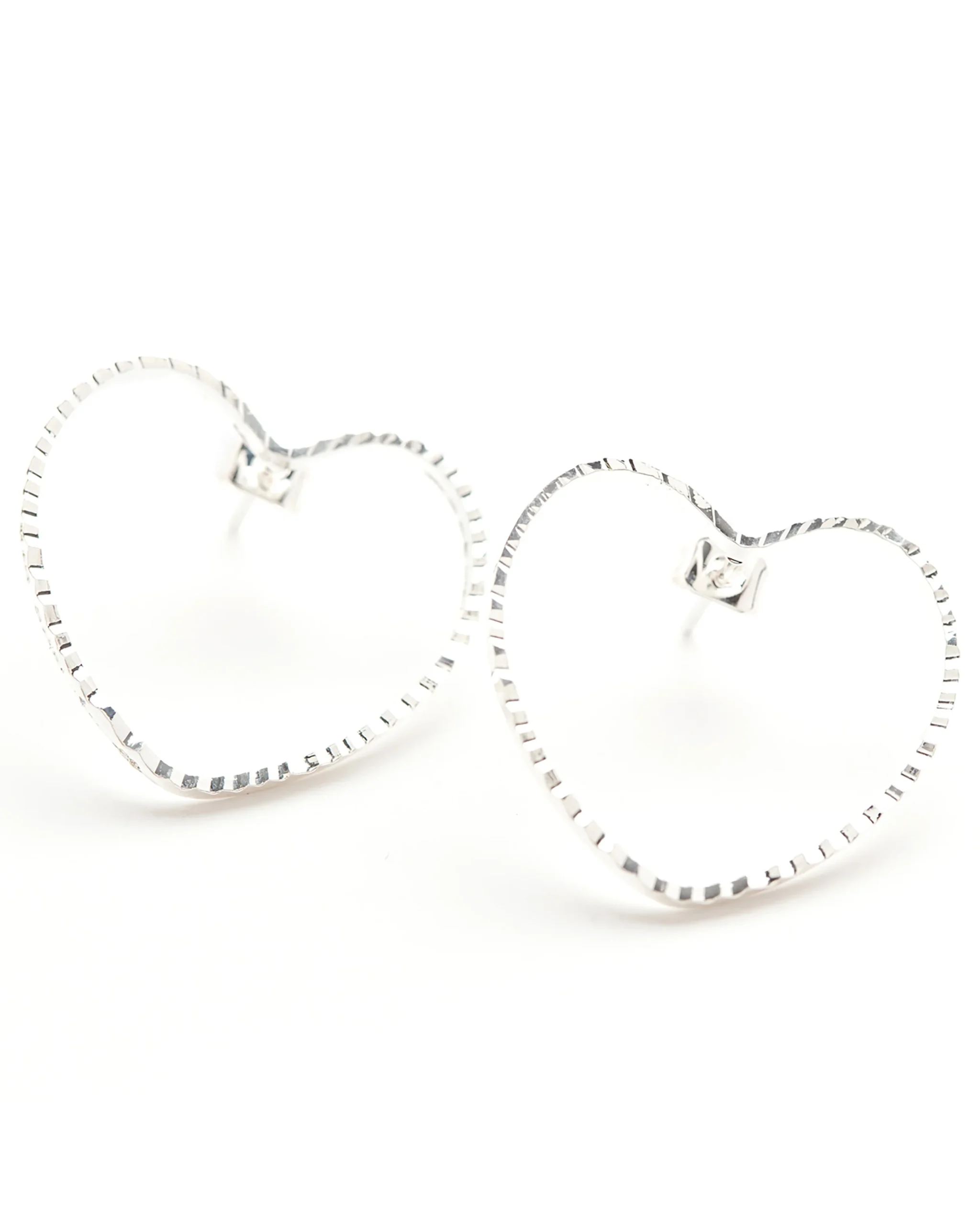 Maxi Boucles d'Oreilles Puces Aura Argent Coeur