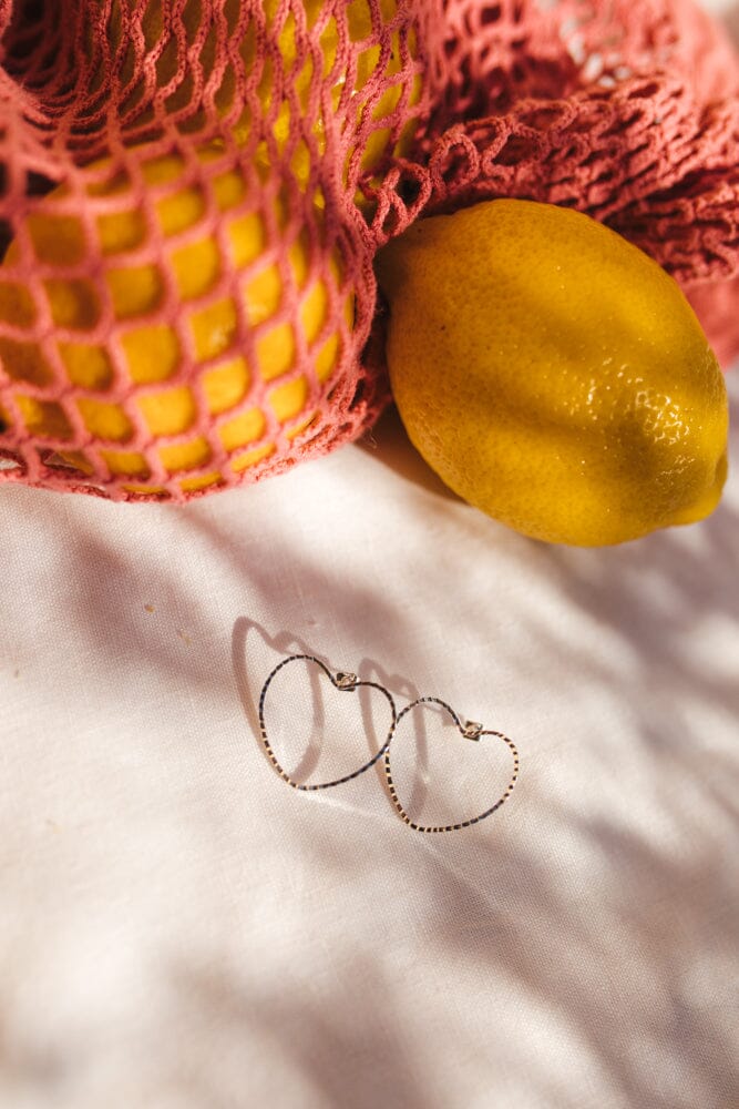 Maxi Boucles d'Oreilles Puces Aura Argent Coeur – Image 2