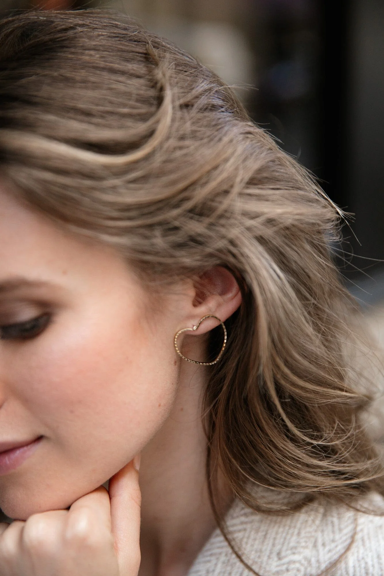 Maxi Boucles d'Oreilles Puces Aura Argent Coeur – Image 7