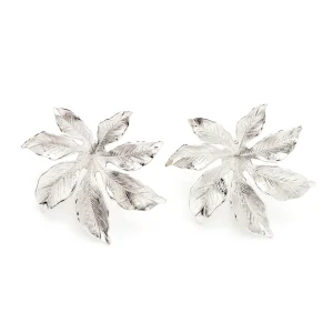Maxi Boucles d'Oreilles Puces Chloris Argent Fleurs