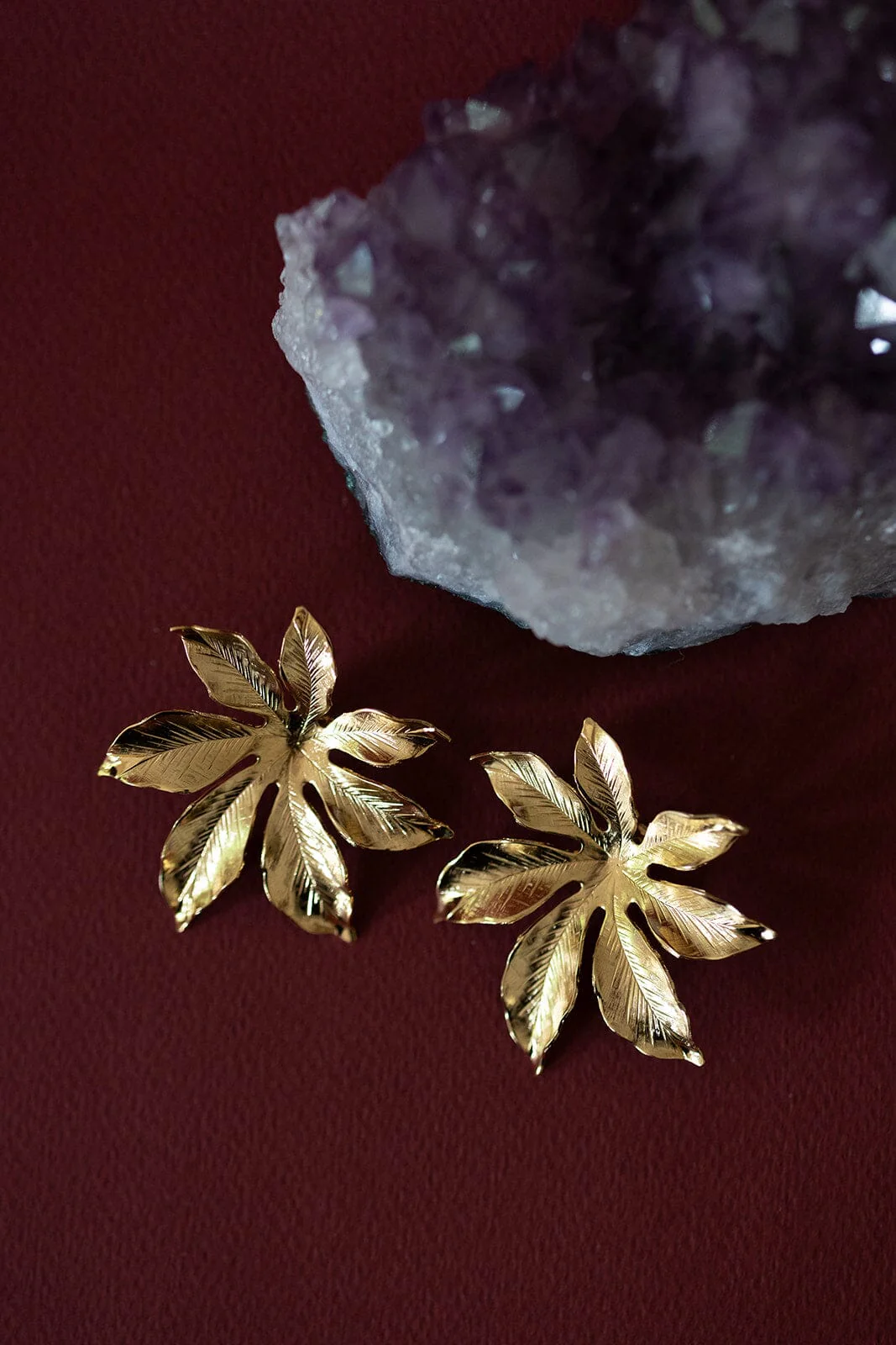Maxi Boucles d'Oreilles Puces Chloris Or Fleurs – Image 3