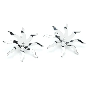 Maxi Boucles d'Oreilles Puces Éos Argent Soleils
