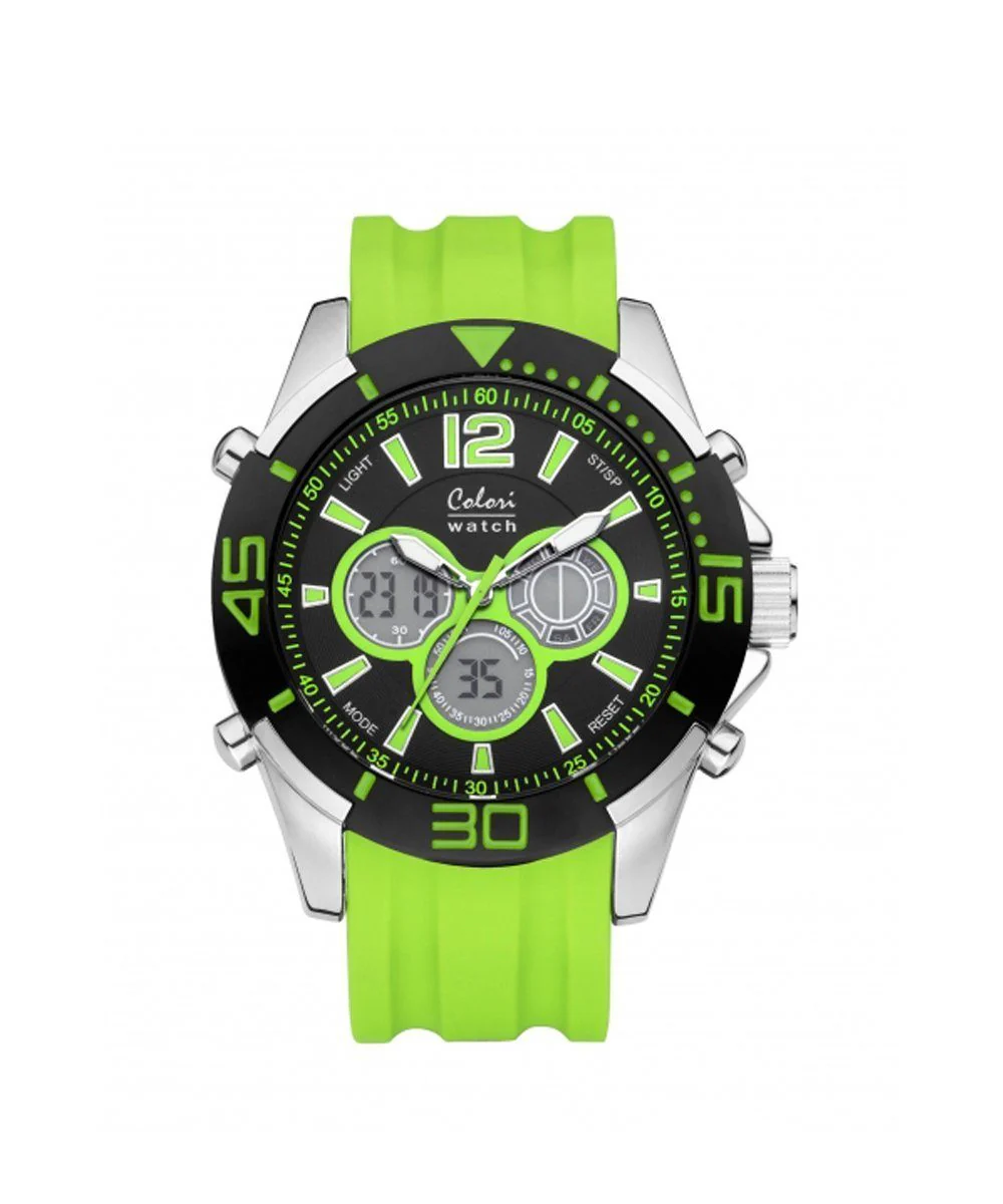 Montre chrono sport vert fluo - Editions LESSisRARE Bijoux