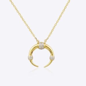 Pendentif croissant de lune en argent plaqué or